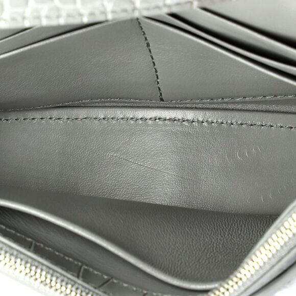 Balenciaga Hourglass Chain Wallet Crocodile Embossed Leather Gray - Picture 5 of 6